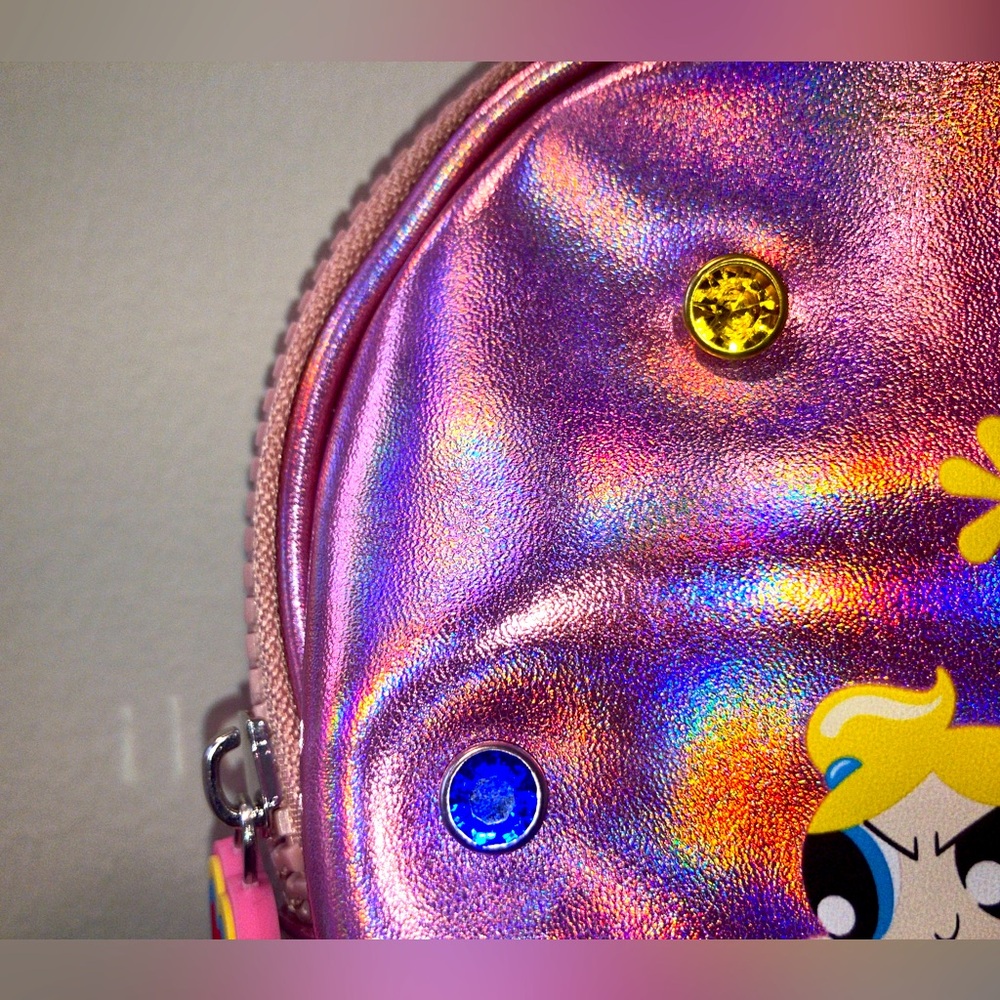Y2K Powerpuff Girls Holographic Zipper Pouch, Approx. 8 Inches Across - Picture 3 of 8